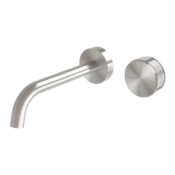 Phoenix Axia Wall Basin/Bath Curved Outlet Set 180mm Brushed Nickel - The Blue Space