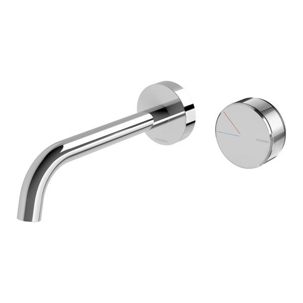 Phoenix Axia Wall Basin/Bath Curved Outlet Set 180mm Chrome