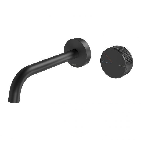 Phoenix Axia Wall Basin/Bath Curved Outlet Set 180mm Matte Black