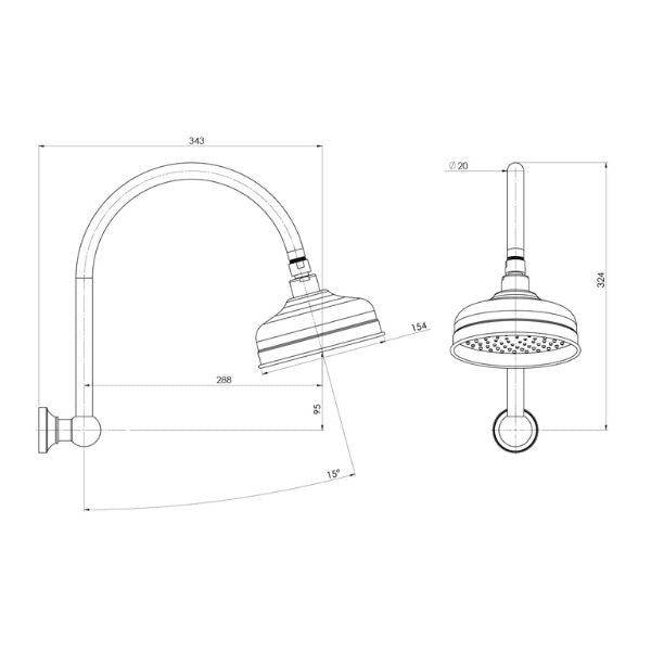 Phoenix Cromford Shower Arm and Rose Brushed Nickel