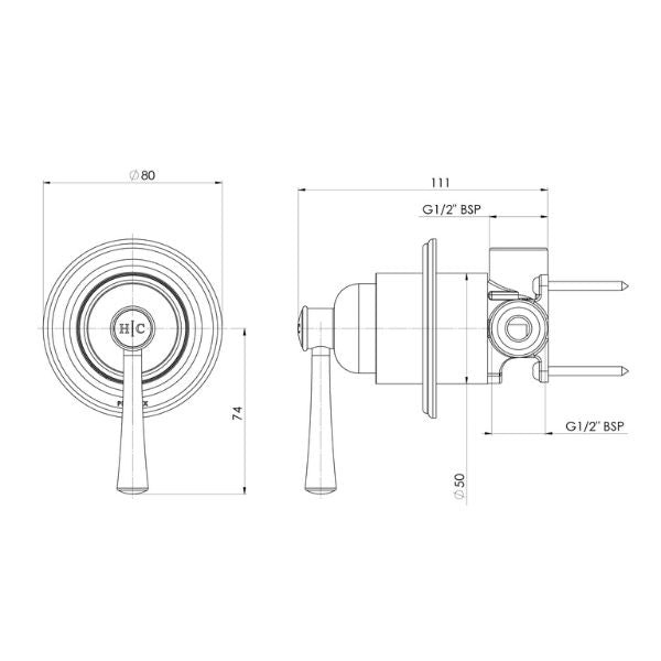 Phoenix Cromford Shower / Wall Mixer Brushed Nickel