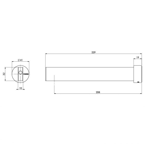 Phoenix Lexi MKII Basin/Bath Outlet 200mm Matte Black