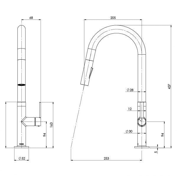 Phoenix Lexi MKII Pull Out Sink Mixer Brushed Nickel