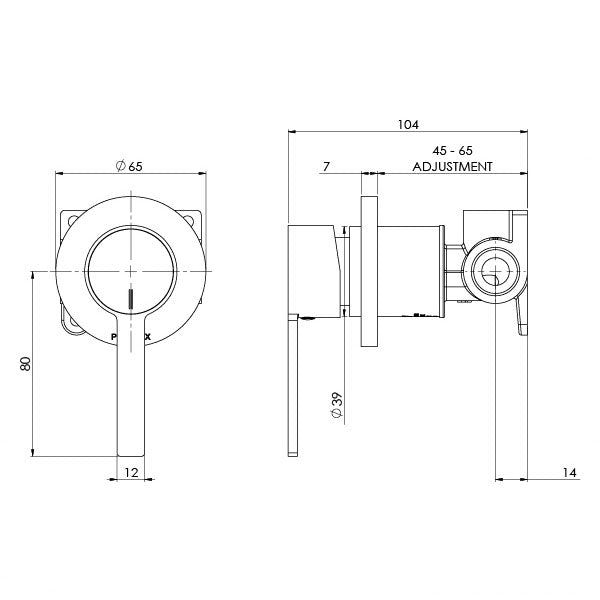 Phoenix Lexi MKII Shower/Wall Mixer Matte Black