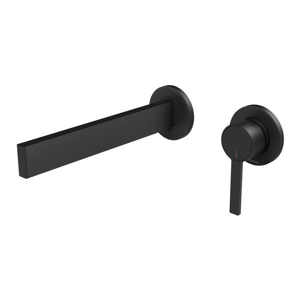 Phoenix Lexi MKII SwitchMix Wall Basin Mixer Set 200mm Matte Black FULL SET