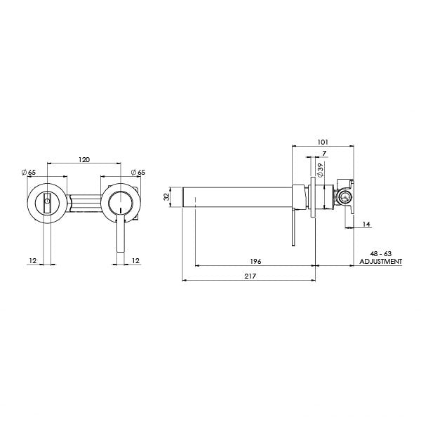 Phoenix Lexi MKII Basin/Bath Wall Mixer Set 200mm Brushed Nickel