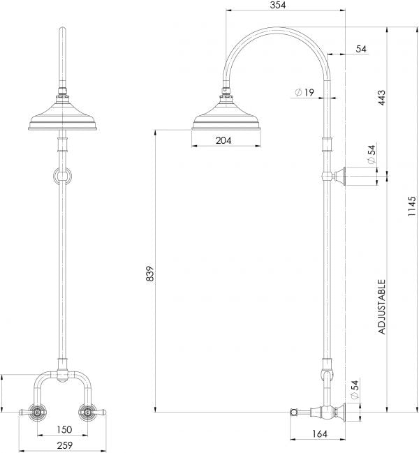 Phoenix Nostalgia Lever Exposed Shower Set