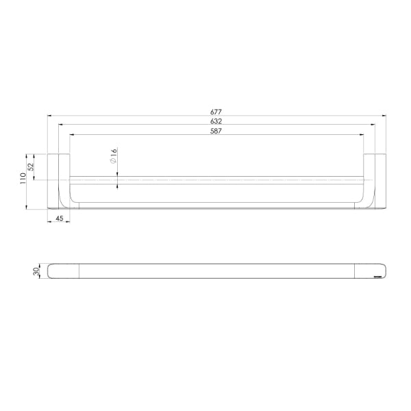 Phoenix Nuage Double Towel Rail 600mm - Chrome