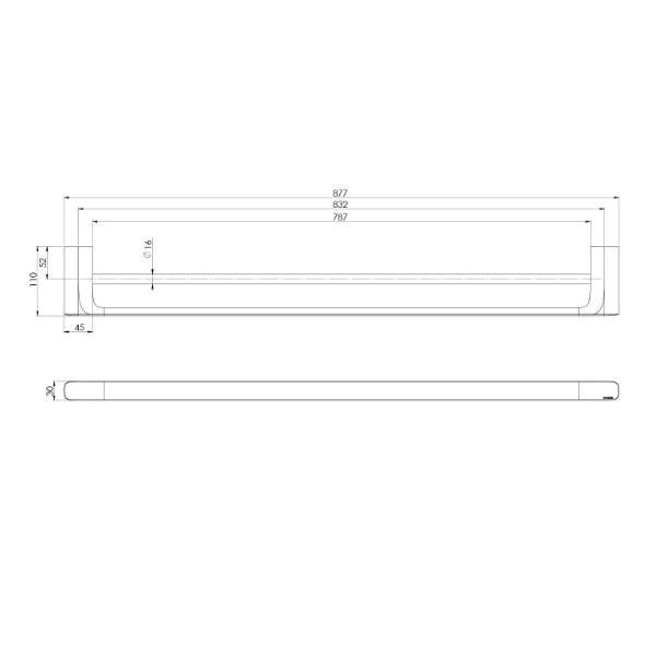 Phoenix Nuage Double Towel Rail 800mm - Brushed Carbon