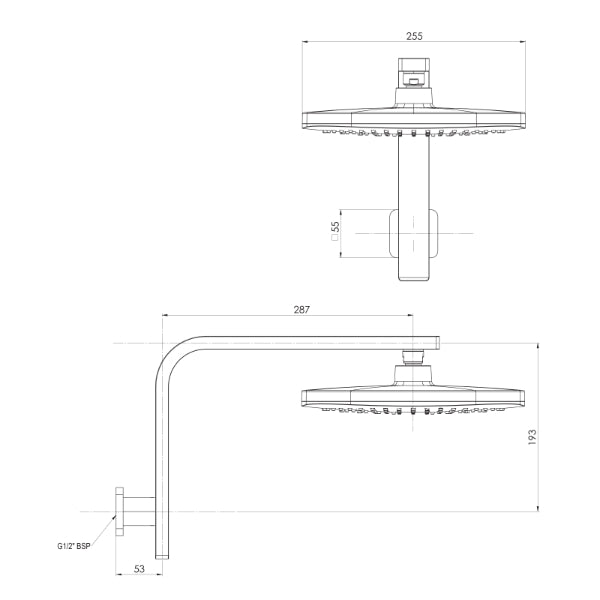 Phoenix Nuage Hi Rise Shower Arm & Rose Brushed Nickel