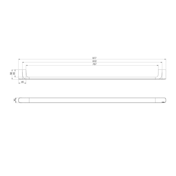 Phoenix Nuage Single Towel Rail 800mm - Brushed Carbon