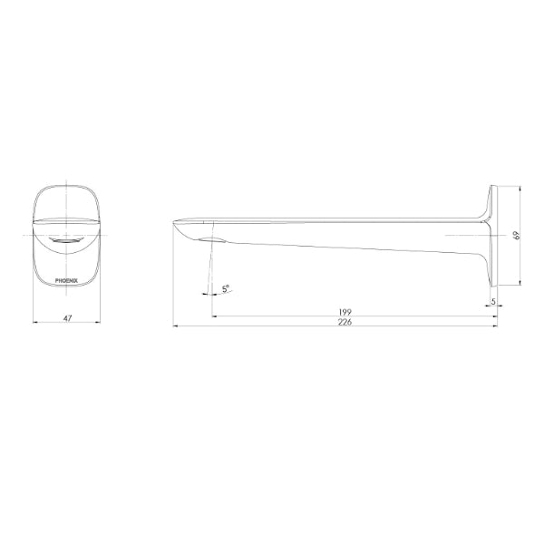 Phoenix Nuage Wall Basin/Bath Outlet 200mm - Matte White