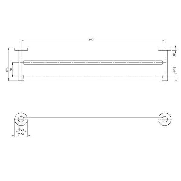 Phoenix Radii Stainless Steel Double Towel Rail Round Plate