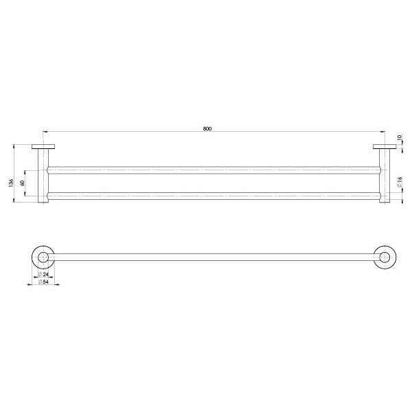 Phoenix Radii Stainless Steel Double Towel Rail Round Plate