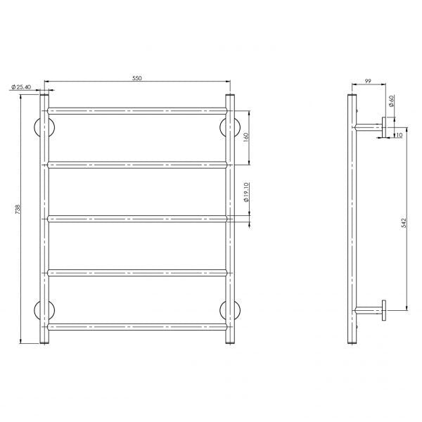 Phoenix Radii Towel Ladder Round Plate Brushed Nickel