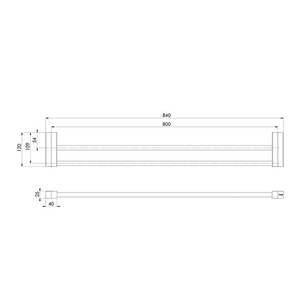 Phoenix Lexi MKII Double Towel Rail 600mm-800mm Matte Black
