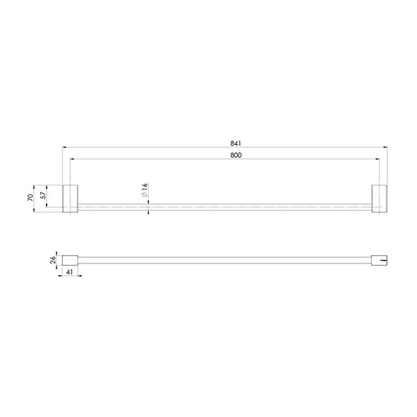 Phoenix Lexi MKII Single Towel Rail 600mm-800mm Brushed Nickel