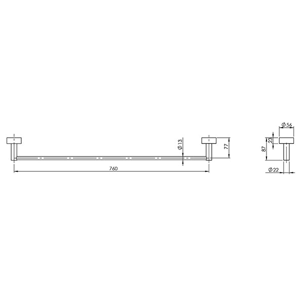 Phoenix Vivid Single Towel Rail 760mm
