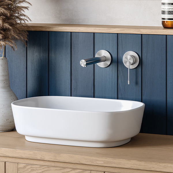 Phoenix Vivid Slimline Wall Basin/Bath Mixer Set 180mm 316 Stainless Steel