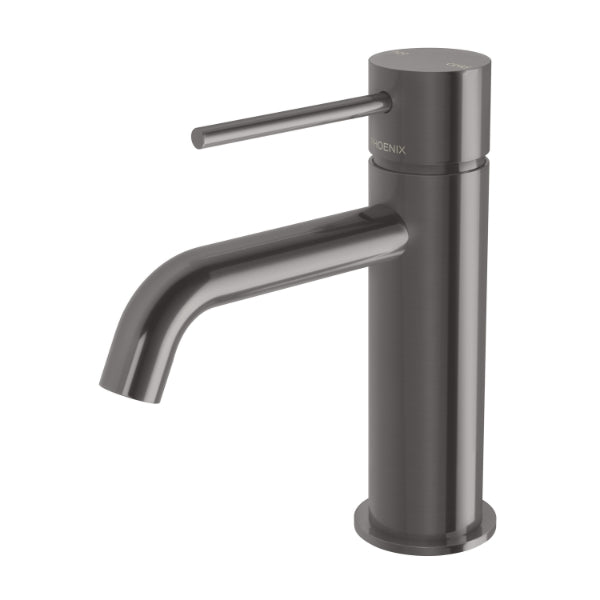 Phoenix Vivid Slimline Basin Mixer Curved Outlet - Brushed Carbon