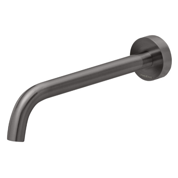Phoenix Vivid Slimline Wall Bath Outlet 230mm Curved - Brushed Carbon