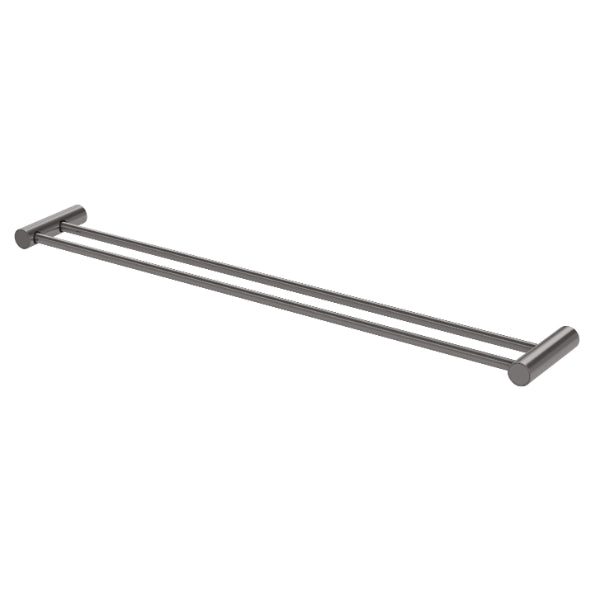 Phoenix Vivid Slimline Double Towel Rail 800mm in Brushed Carbon - The Blue Space