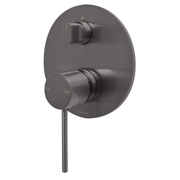 Phoenix Vivid Slimline Shower/Bath Diverter Mixer - Brushed Carbon FULL SET