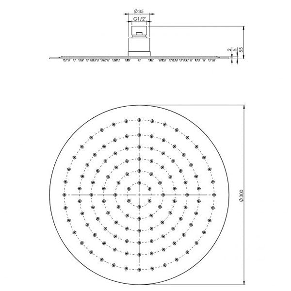 Phoenix Vivid Slimline Shower Rose 300mm Round