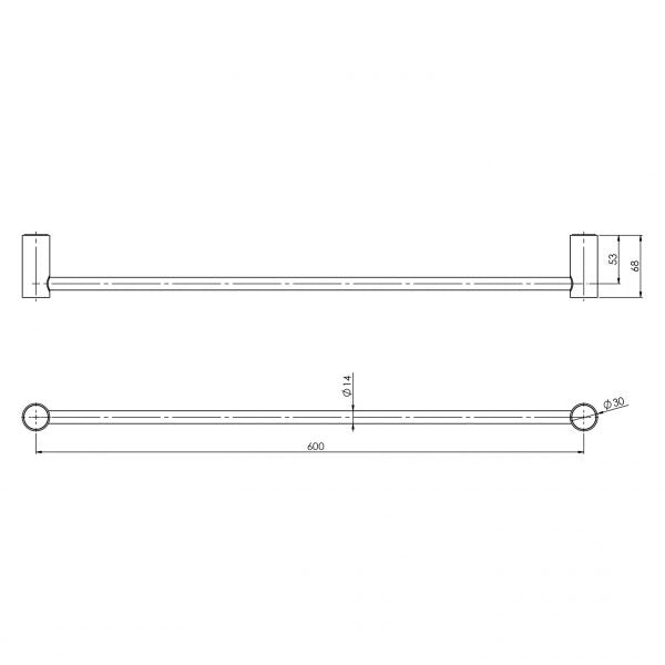 Phoenix Vivid Slimline Single Towel Rail - Brushed Carbon