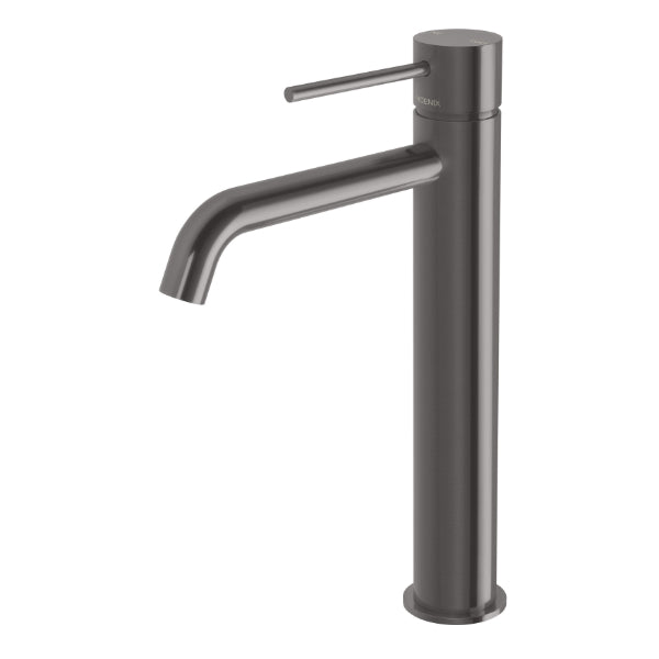 Phoenix Vivid Slimline Vessel Mixer Curved Outlet in Brushed Carbon - The Blue Space