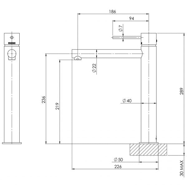 Phoenix Vivid Slimline Vessel Mixer - Brushed Carbon