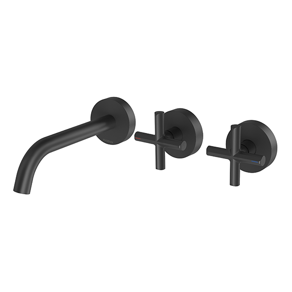 Phoenix Vivid Slimline Plus Wall Basin/Bath Hostess Set 180mm Matte Black at The Blue Space