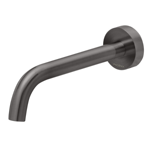 Phoenix Vivid Slimline Wall Bath Outlet 180mm Curved in Brushed Carbon - The Blue Space