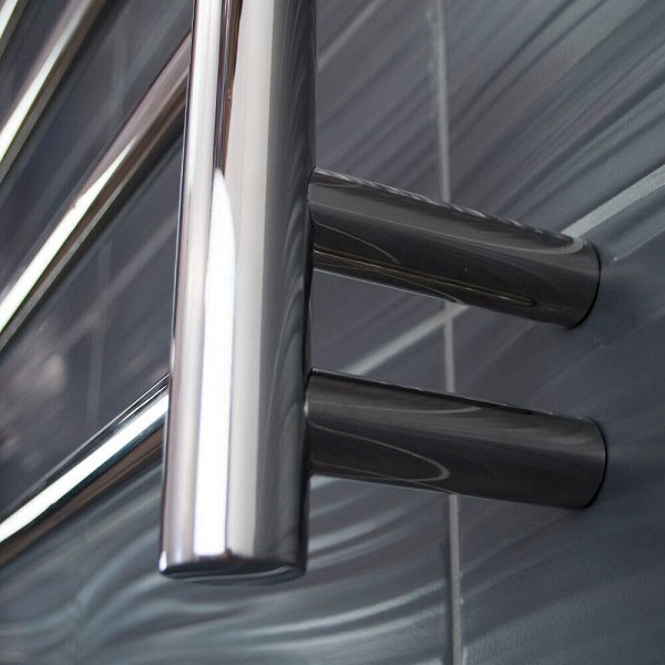 Radiant 12V 10 Bar Round Heated Towel Ladder 430w x 1100h close up photo | The Blue Space