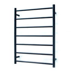 Radiant 12V 7 Bar Round Heated Towel Ladder 600w x 800h - Matte Black