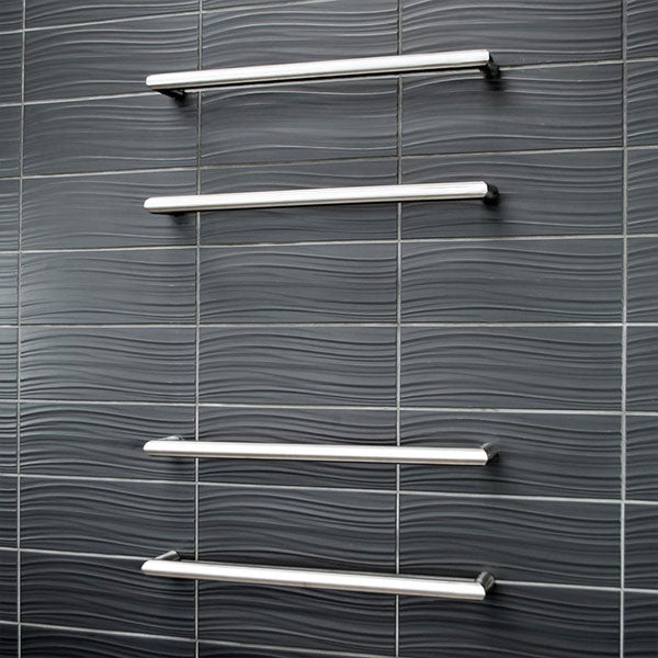 Radiant 12V Single Bar Round Heated Towel Rail Brushed Satin