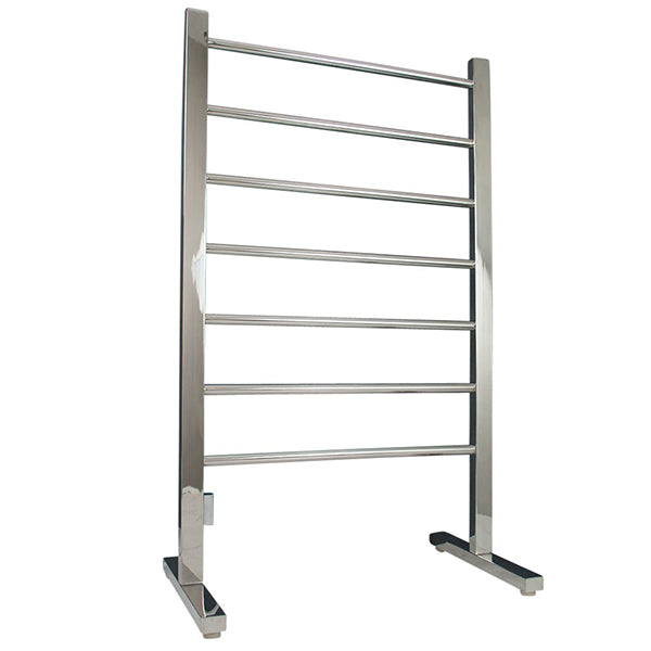 Radiant 7 Bar Freestanding Heated Rail Polished Stainless Steel