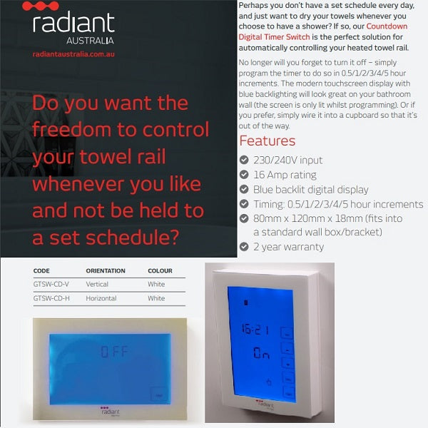 Radiant Countdown Digital Timer Switch