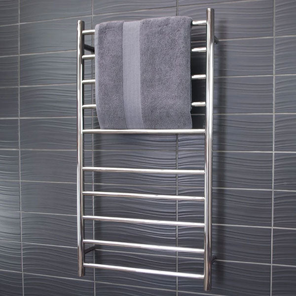 Radiant Round 10 Bar Heated Towel Ladder 600 x 1100 Polished Stainless Steel