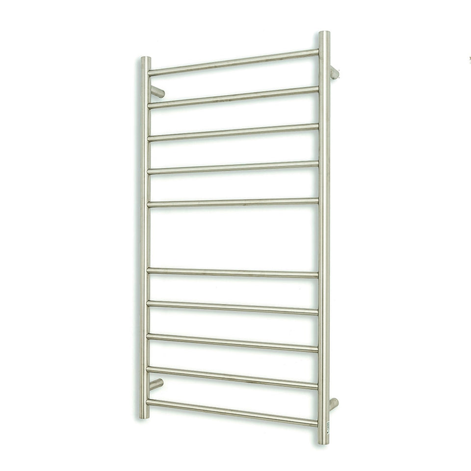 Radiant Round 10 Bar Heated Towel Ladder 600 x 1100 Brushed