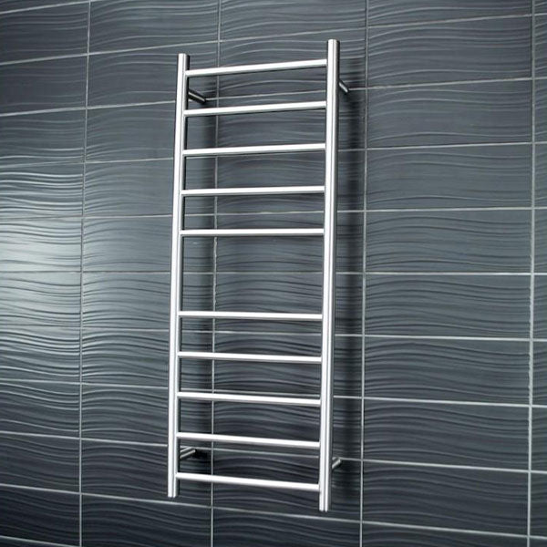 Radiant Round 10 Bar Heated Towel Rail 430 x 1100 Brushed