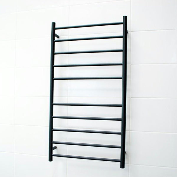 Radiant Round 10 Bar Heated Towel Ladder 600 x 1100 Matte Black