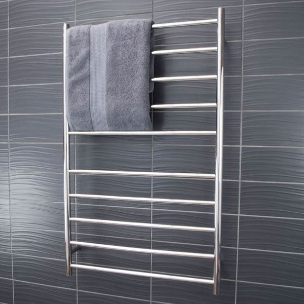 Radiant Round 10 Bar Heated Towel Ladder 750 x 1200 Polished Stainless Steel