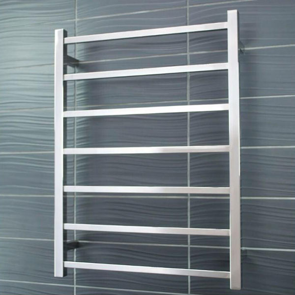 Radiant Square 7 Bar Heated Rail 600x 800 Brushed Stainless Steel