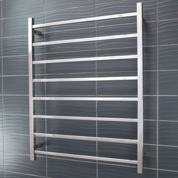 Radiant Square 8 Bar Heated Towel Ladder 800 x 1000 Polished Stainless Steel