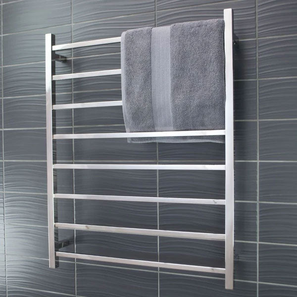 Radiant Square 8 Bar Heated Towel Ladder 800 x 1000 Polished Stainless Steel