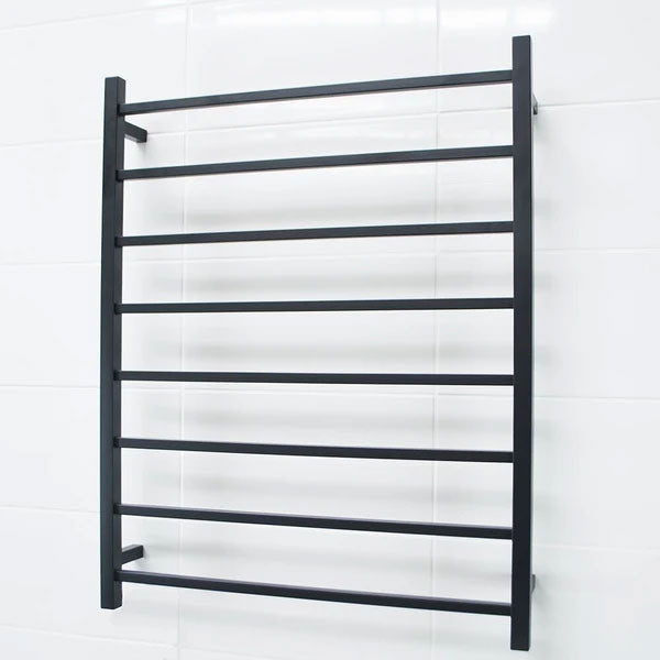 Radiant Square 8 Bar Heated Towel Ladder 800 x 1000 Matte Black