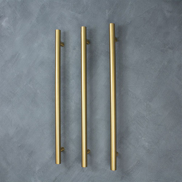 Radiant Vertical Round Single Bar Heated - Brushed Gold - The Blue Space