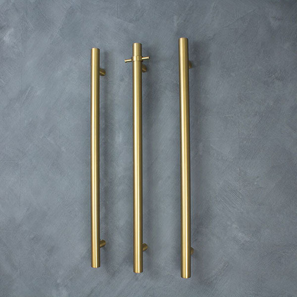 Radiant Vertical Round Single Bar Heated - Brushed Gold - The Blue Space