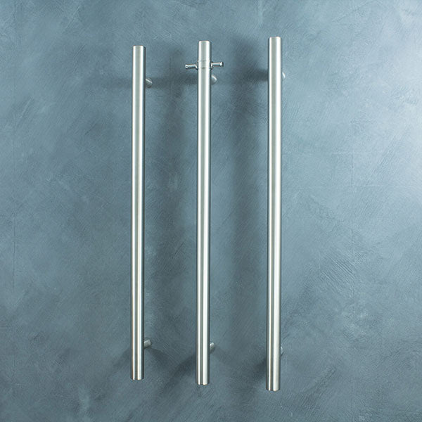 Radiant Vertical Round Single Bar Heated - Brushed Satin - The Blue Space